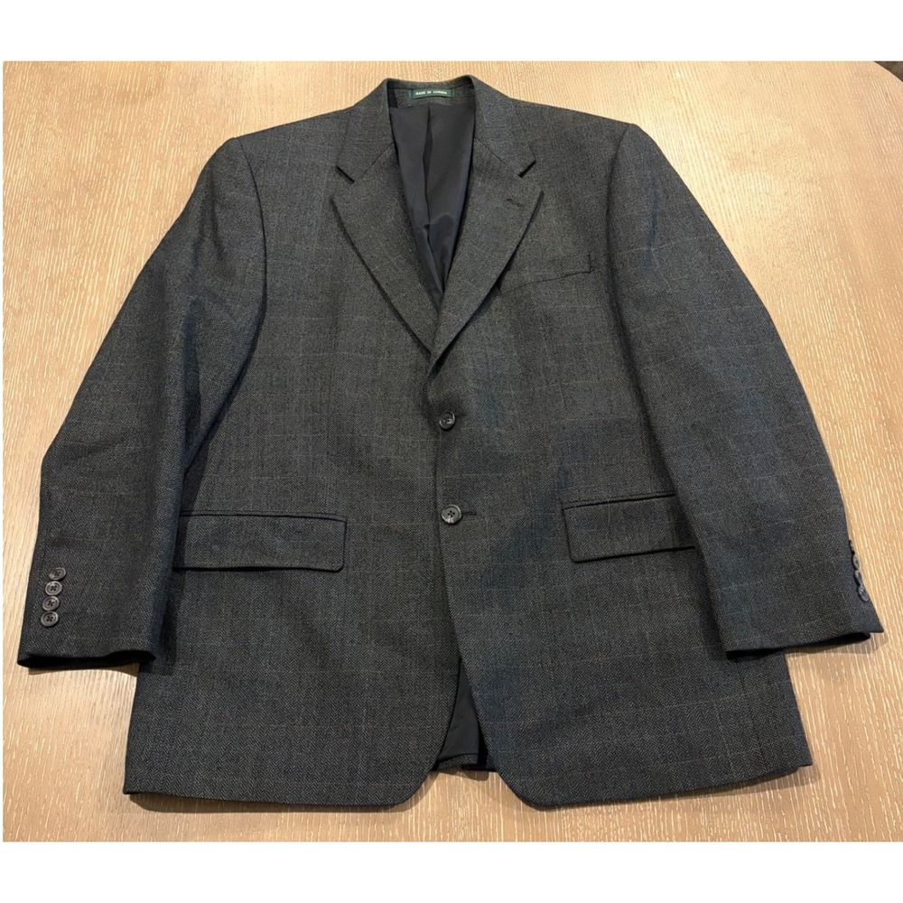 Lauren Ralph Lauren Men 42R Gray Herringbone Windowpane Wool Blend Blazer Jacket